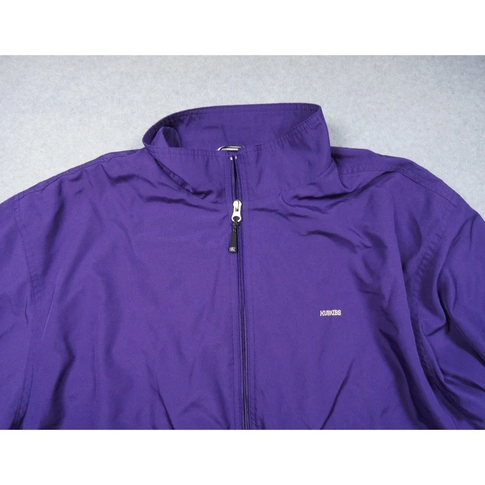 University of Washington Jacket Mens Large Purple Windbreaker College Huskies